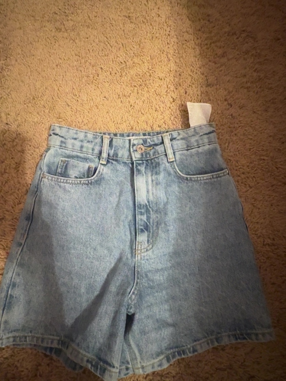 Zara Light Blue Denim Waistband Shorts